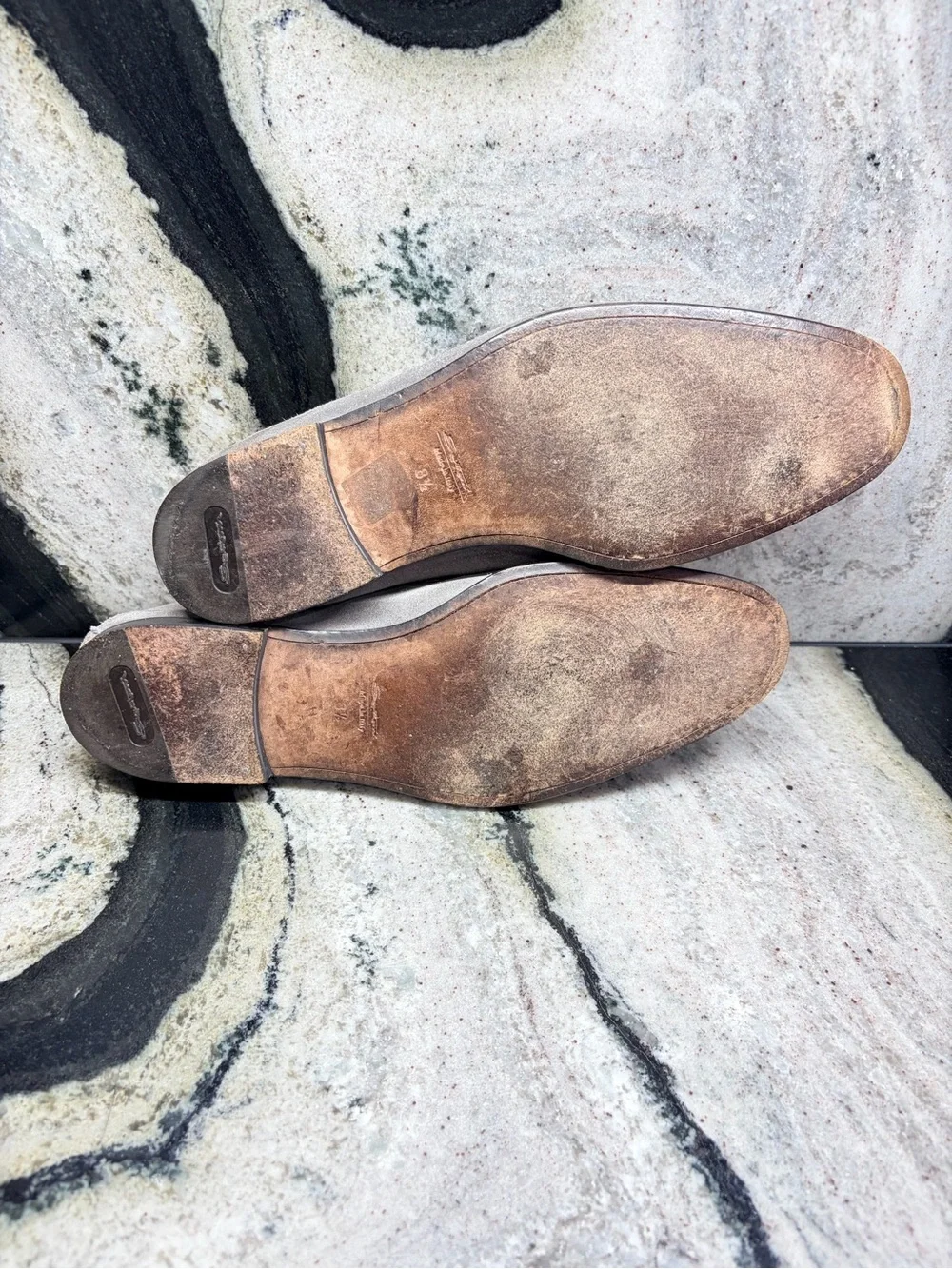 Santoni Fatte a Mano Gray Suede Horsebit Loafers UK 8.5 US 9.5 Made in Italy